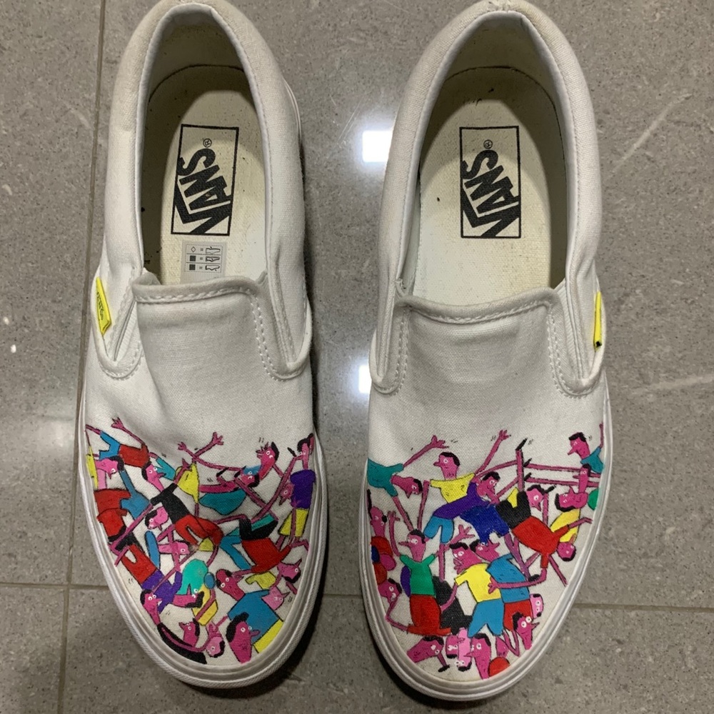 Hand painted white Vans